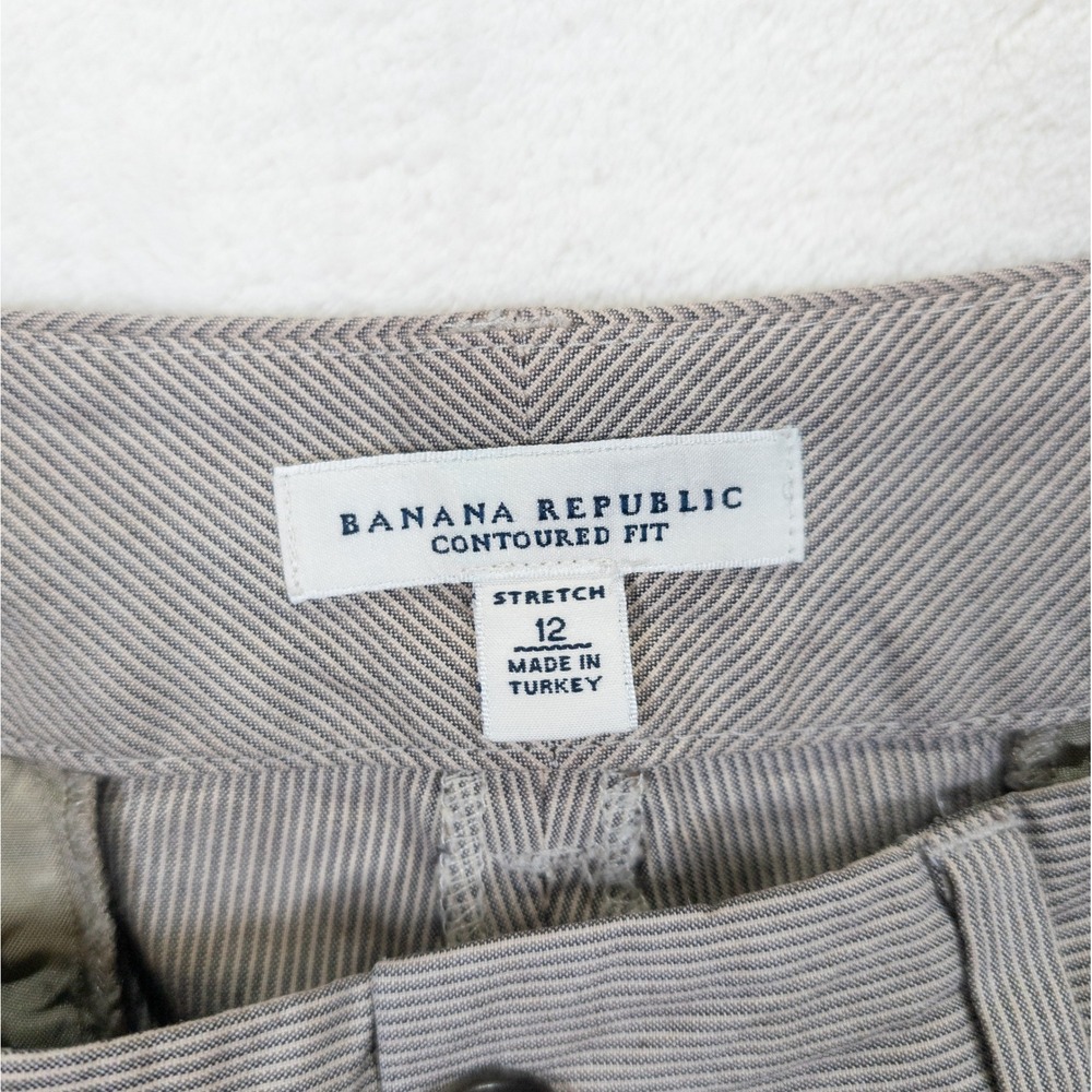 Banana Republic Capri Pants Women 12 Brown Pinstripe Y2K Vintage Preppy Academia - Picture 4 of 12